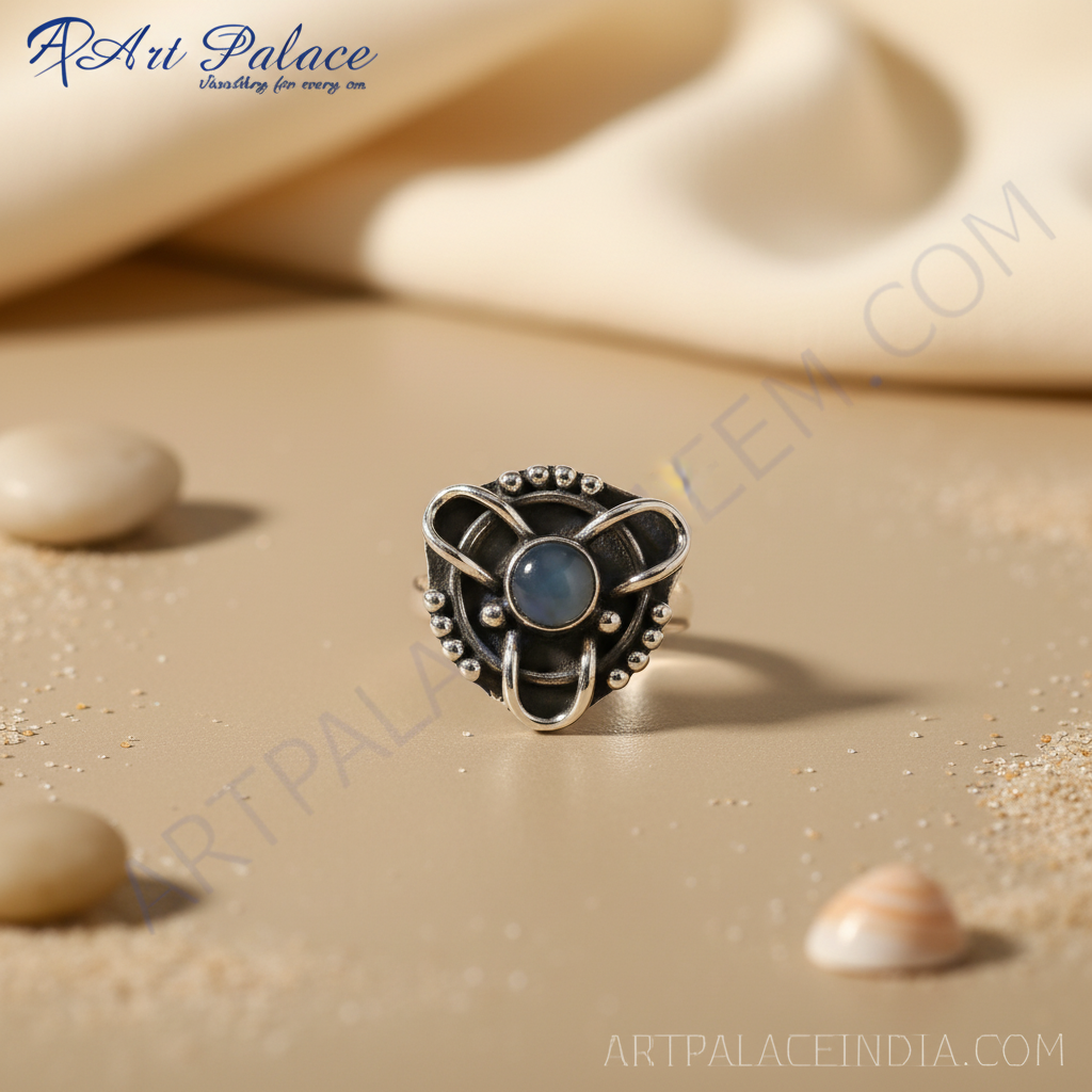 925 Silver Blue Gemstone Ring for Women | Statement Jewelry