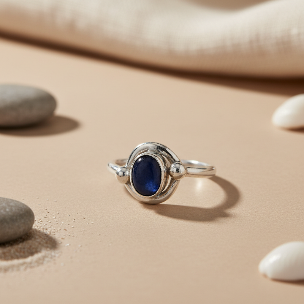 925 Silver Blue Sapphire Ring for Women | Gemstone Jewelry