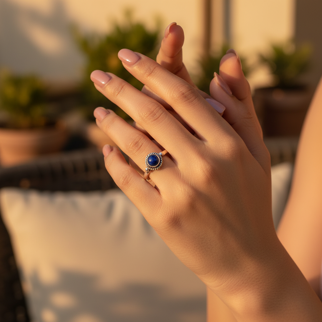 925 Silver Blue Gemstone Ring for Women | Daily Wear Jewelry