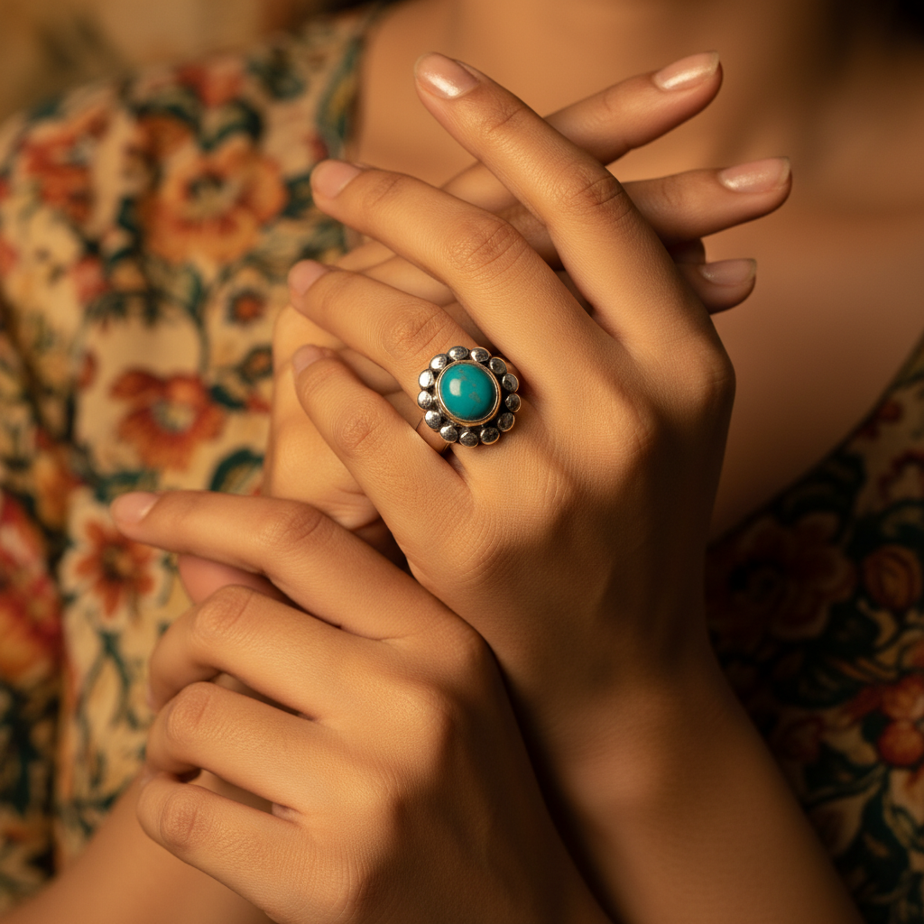 925 Silver Turquoise Stone Ring for Women | Gift Jewelry