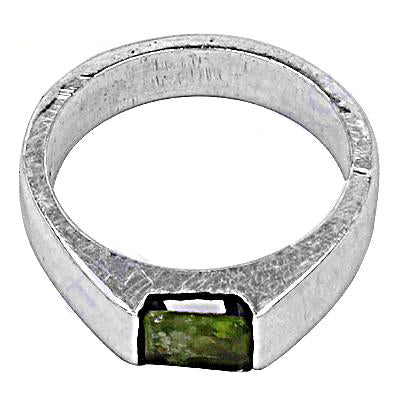 Silver Ring with Green Gemstone | Men's Fashion Jewelry