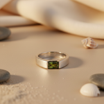 Load image into Gallery viewer, Silver Ring with Green Gemstone | Men's Fashion Jewelry
