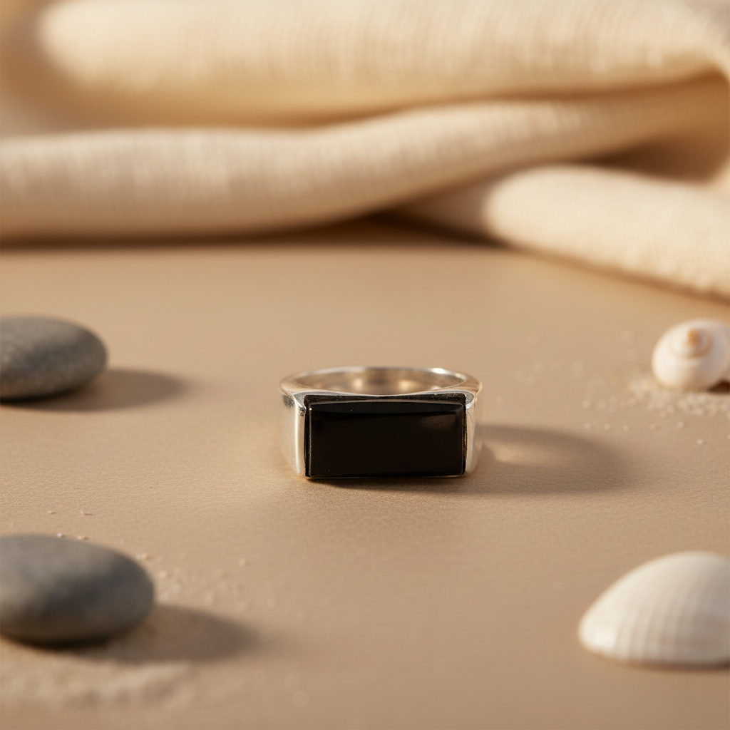 925 Silver Onyx Stone Ring for Men | Black Gemstone Jewelry
