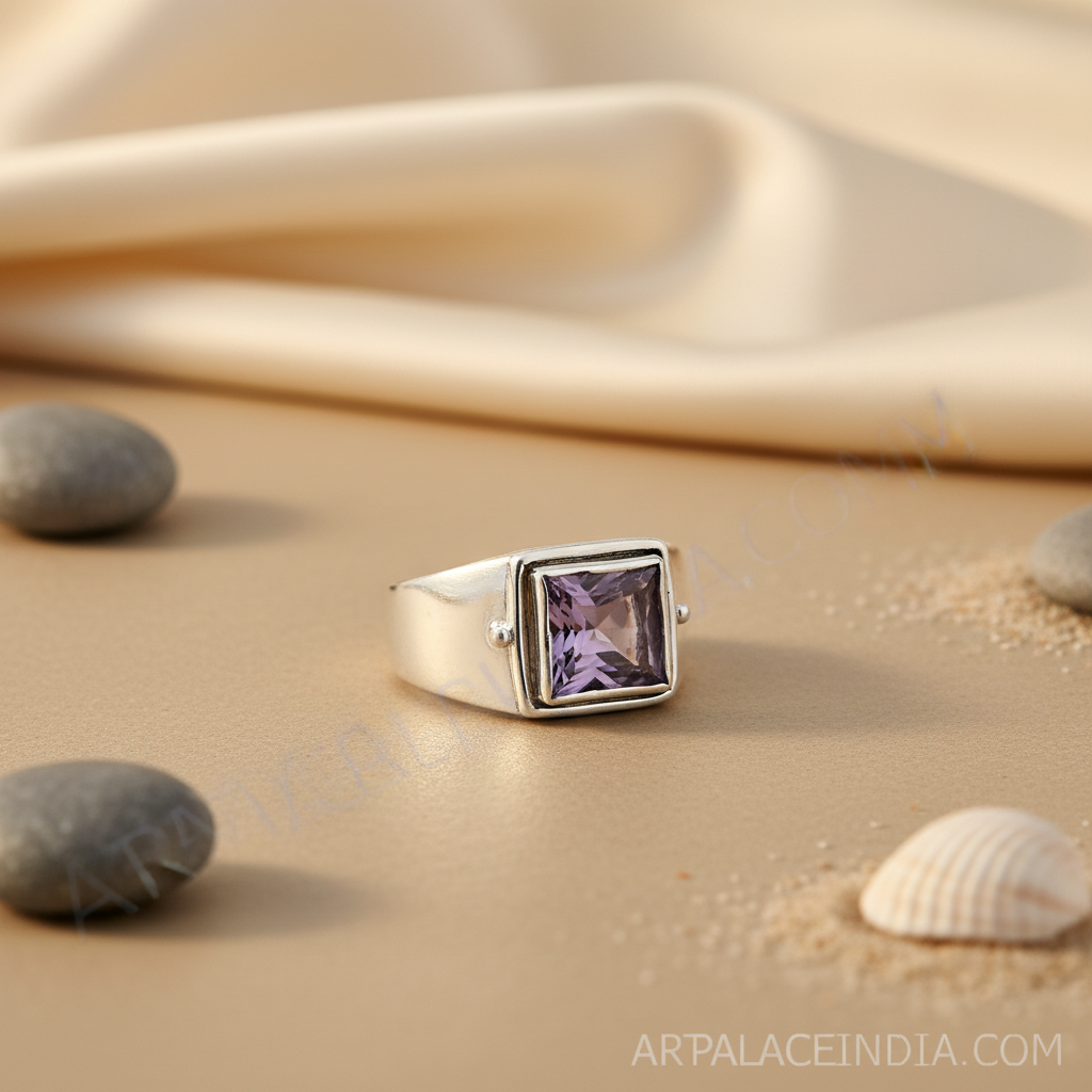 925 silver amethyst gemstone ring for men | signet ring