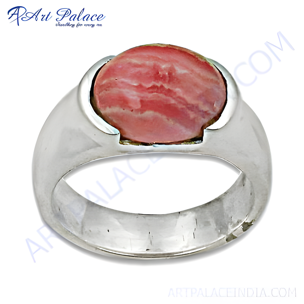 Silver ring with a pink gemstone, ideal as a gift for women