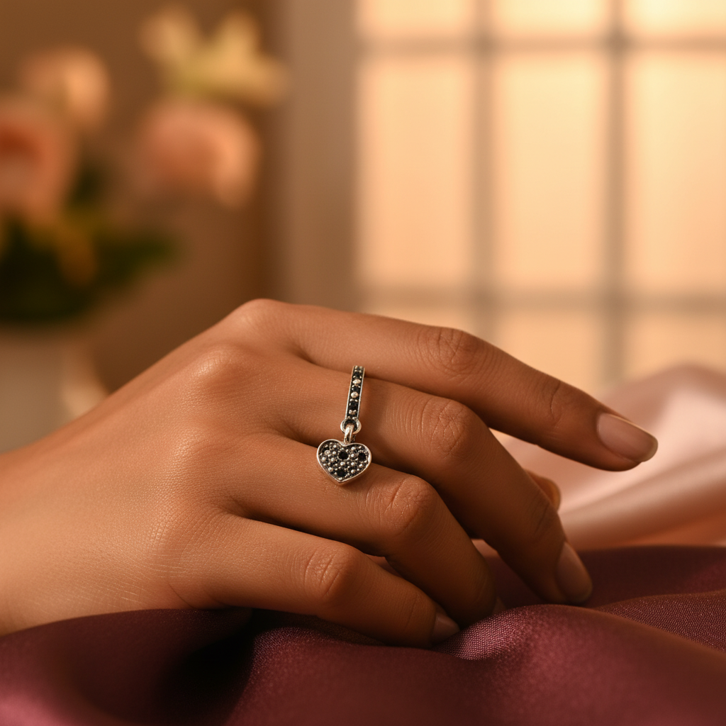 925 Silver Heart Dangle Ring for Women | Gift Jewelry
