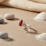将图像加载到图库查看器中， 925 Silver Red Coral Ring for Women | Gemstone Jewelry
