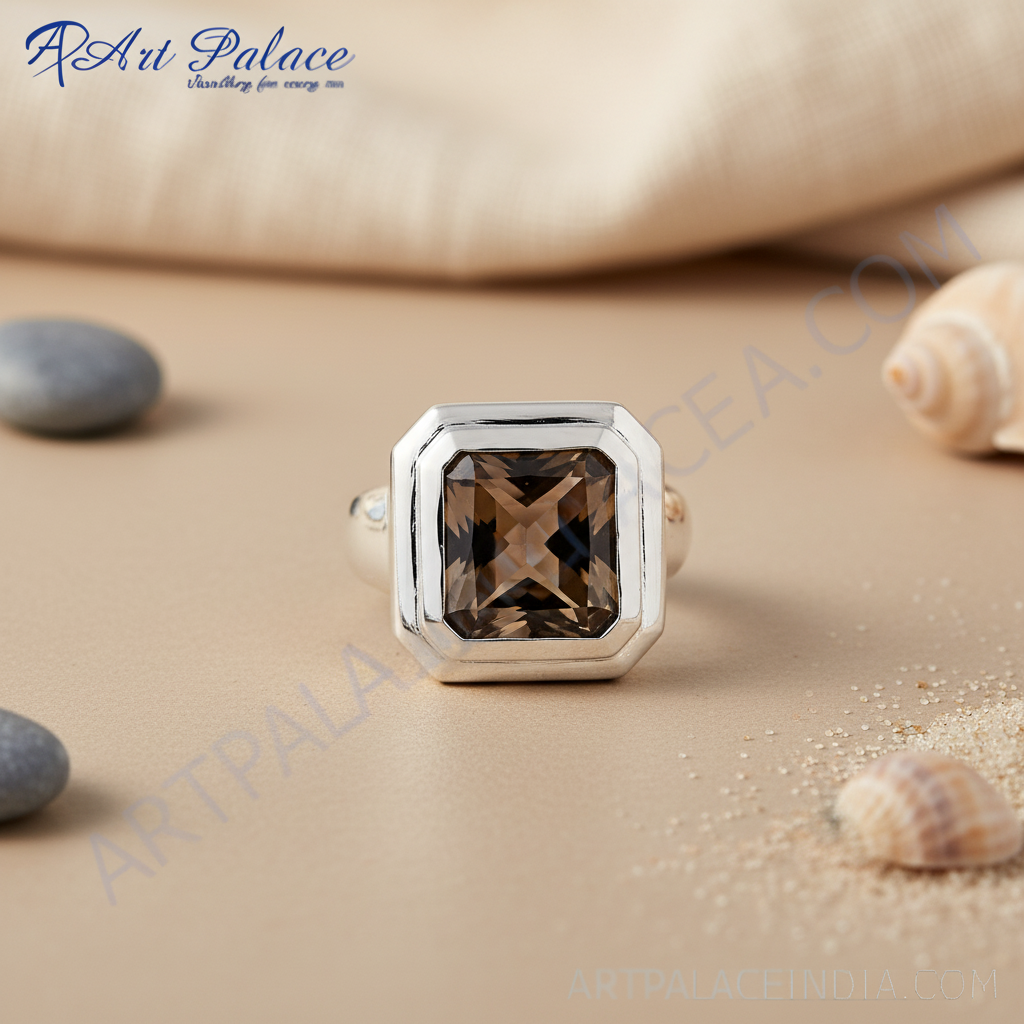 925 Silver Smoky Quartz Ring for Men | Statement Jewelry