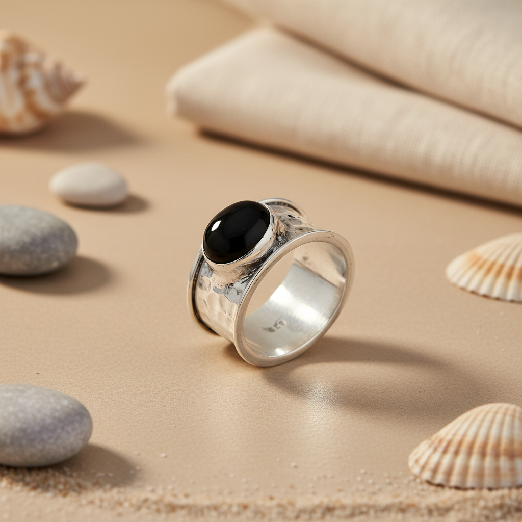 925 silver onyx ring for women | statement ring gift