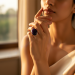 Load image into Gallery viewer, Silver Ring with Oval Gemstone for Women | Statement Jewelry
