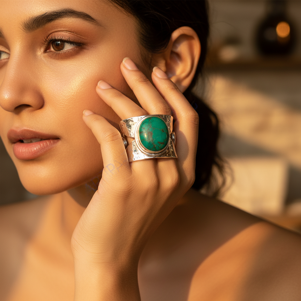 925 Silver Turquoise Ring for Women | Statement Jewelry