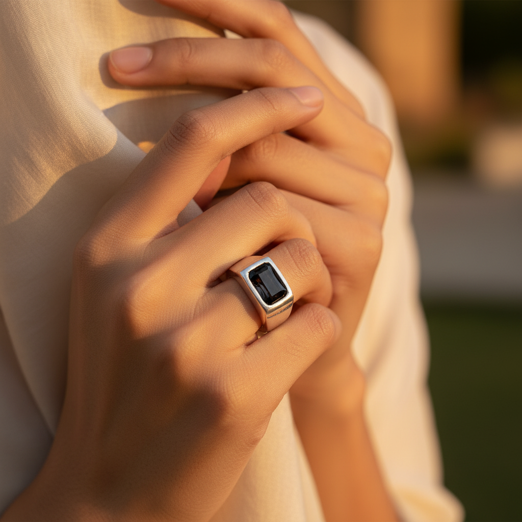 925 Silver Black Onyx Ring for Men | Signet Ring