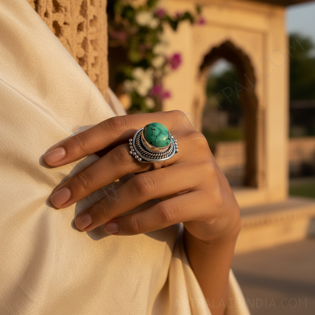 925 silver turquoise ring for women | gemstone jewelry gift