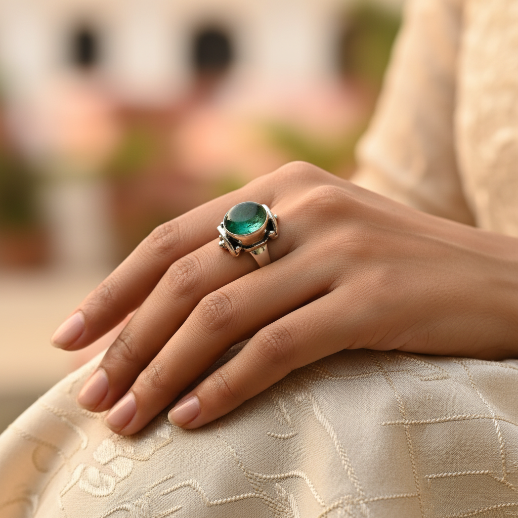 925 Silver Emerald Ring for Women | Gemstone Jewelry