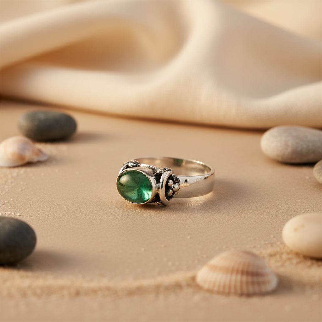 925 Silver Emerald Ring for Women | Gemstone Jewelry