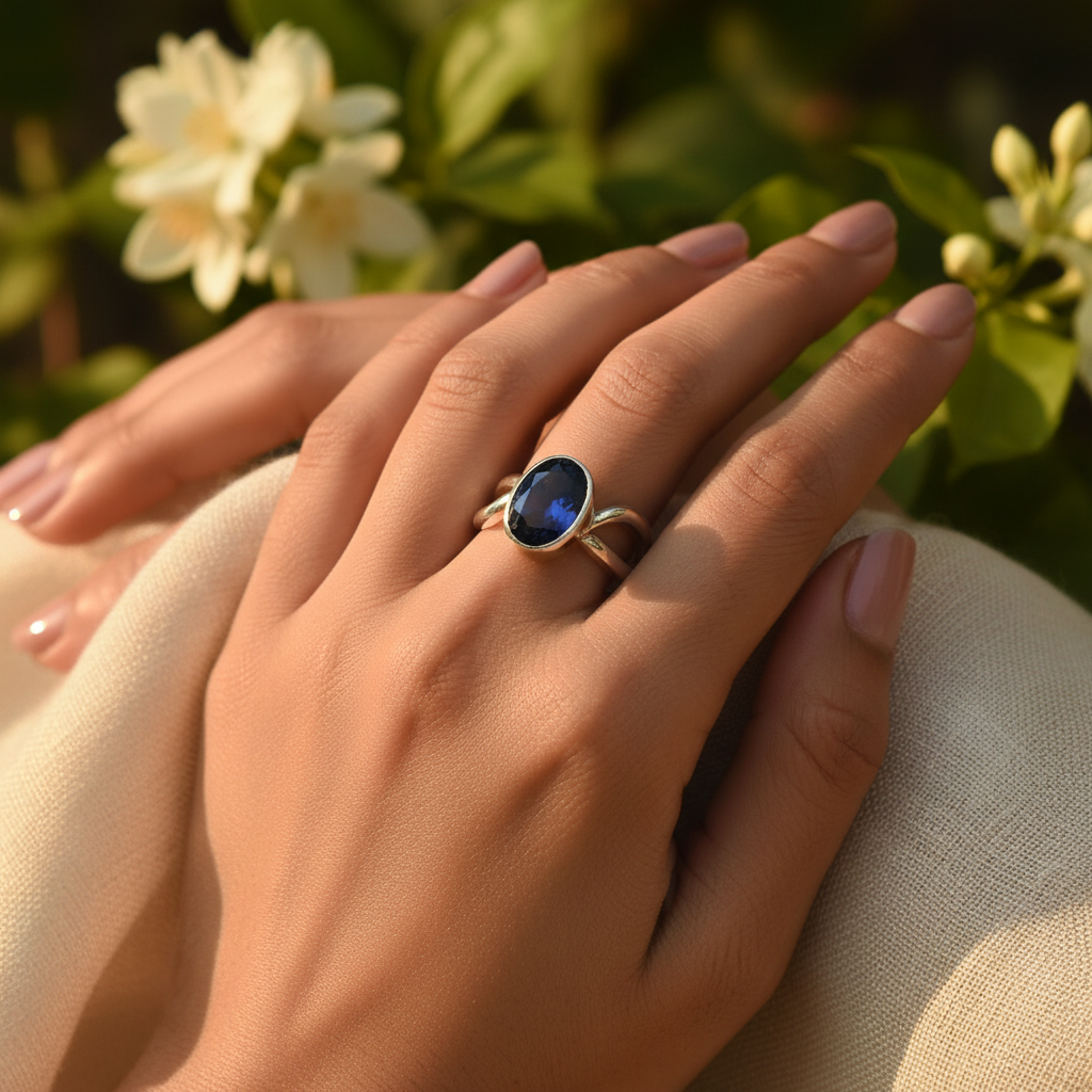 925 Silver Blue Sapphire Ring for Women | Gemstone Jewelry