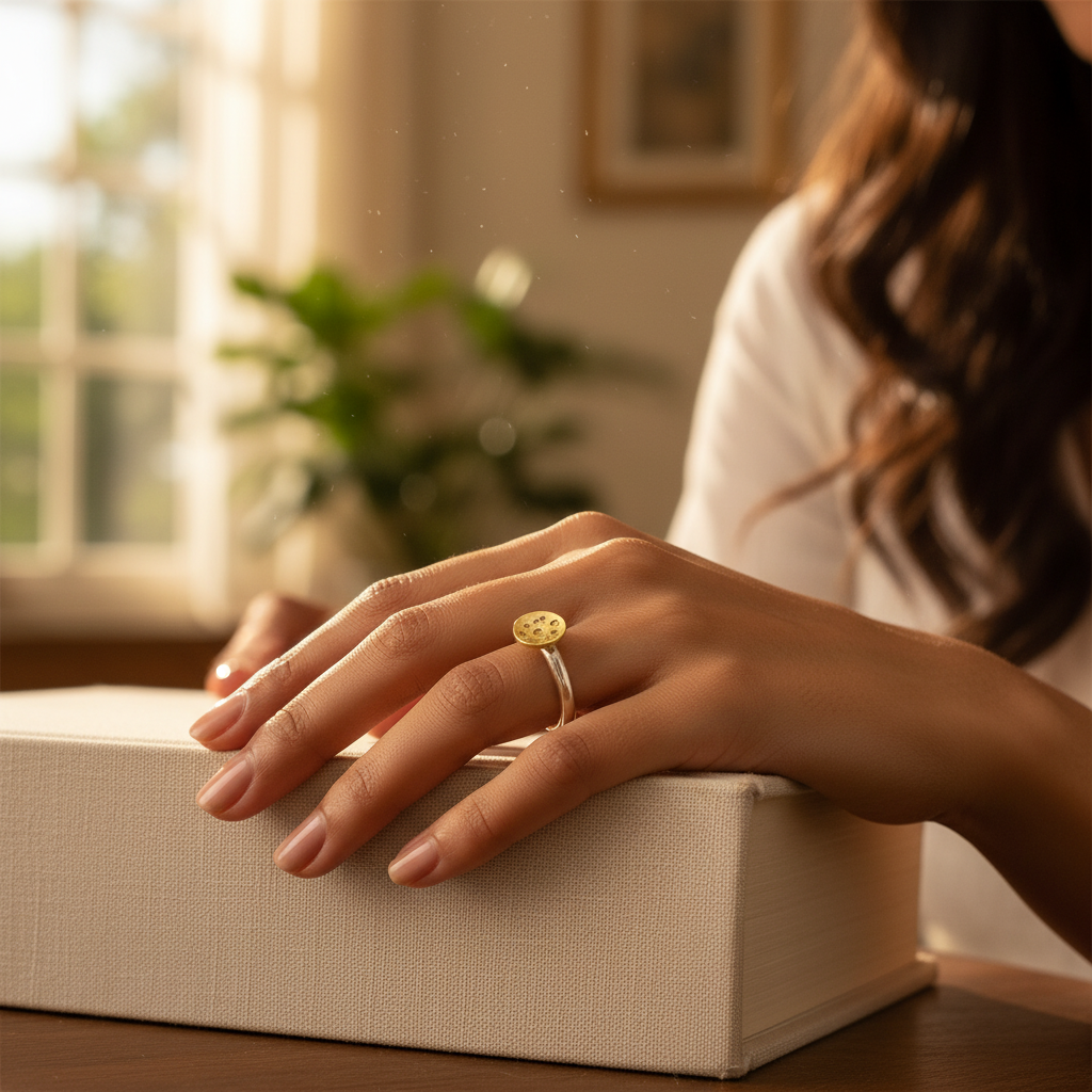 Silver Ring with gold plating Detailing | Daily Wear | Gift for Her