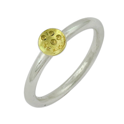 Silver ring with gold plating detailing | daily wear | gift for her