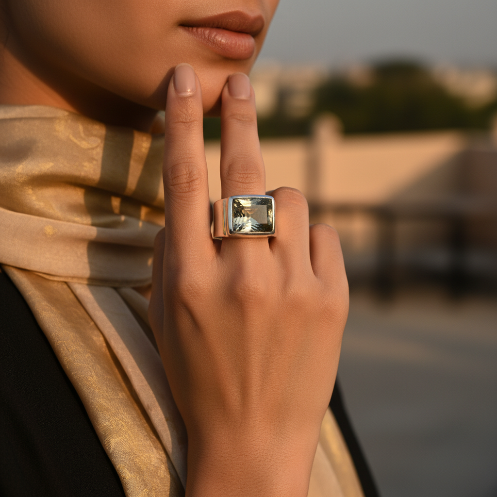 925 Sterling Silver Ring with Gemstone for Women | Statement Ring