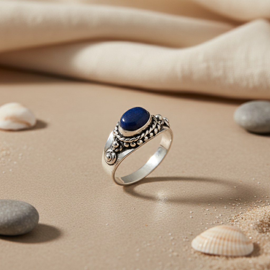 925 Silver Blue Gemstone Ring for Women | Statement Jewelry