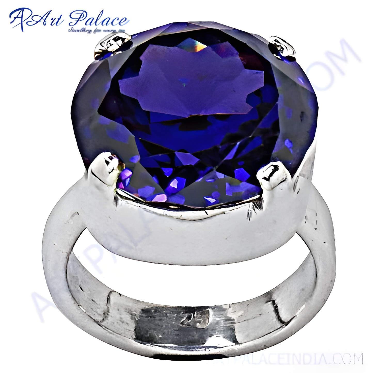 New Extra Shine Inkzirconia Gemstone Silver Ring