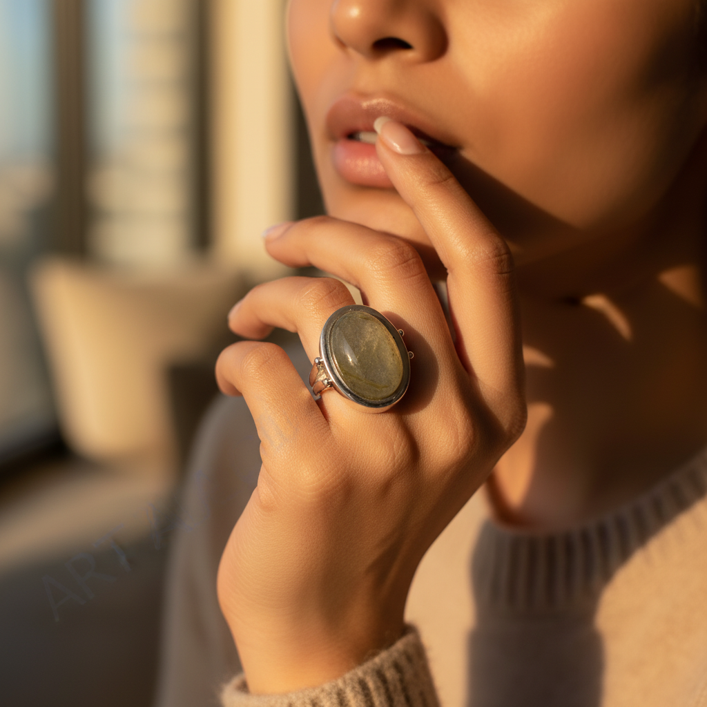 Silver ring with stone | for women | statement ring gift