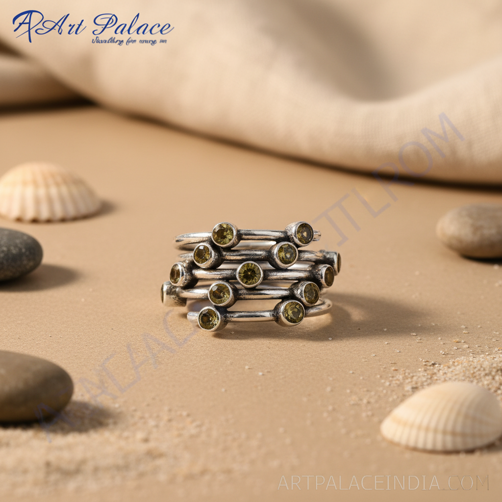 925 silver multi band ring with gemstones | women's ring