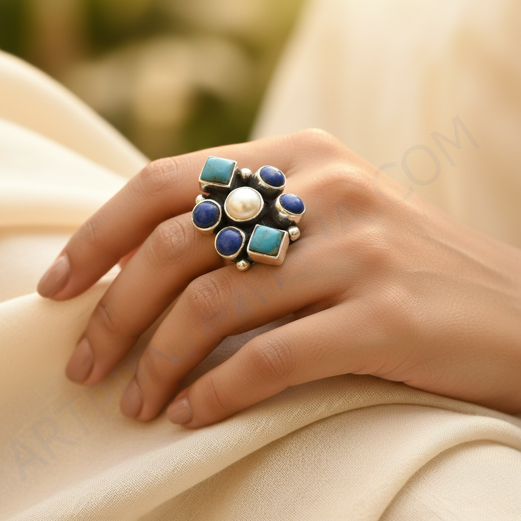 925 Sterling Silver Gemstone Ring for Women | Statement Jewelry