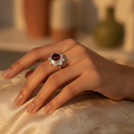 将图像加载到图库查看器中， 925 Silver Garnet Flower Ring for Women | Gemstone Jewelry
