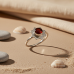 将图像加载到图库查看器中， 925 Silver Garnet Flower Ring for Women | Gemstone Jewelry
