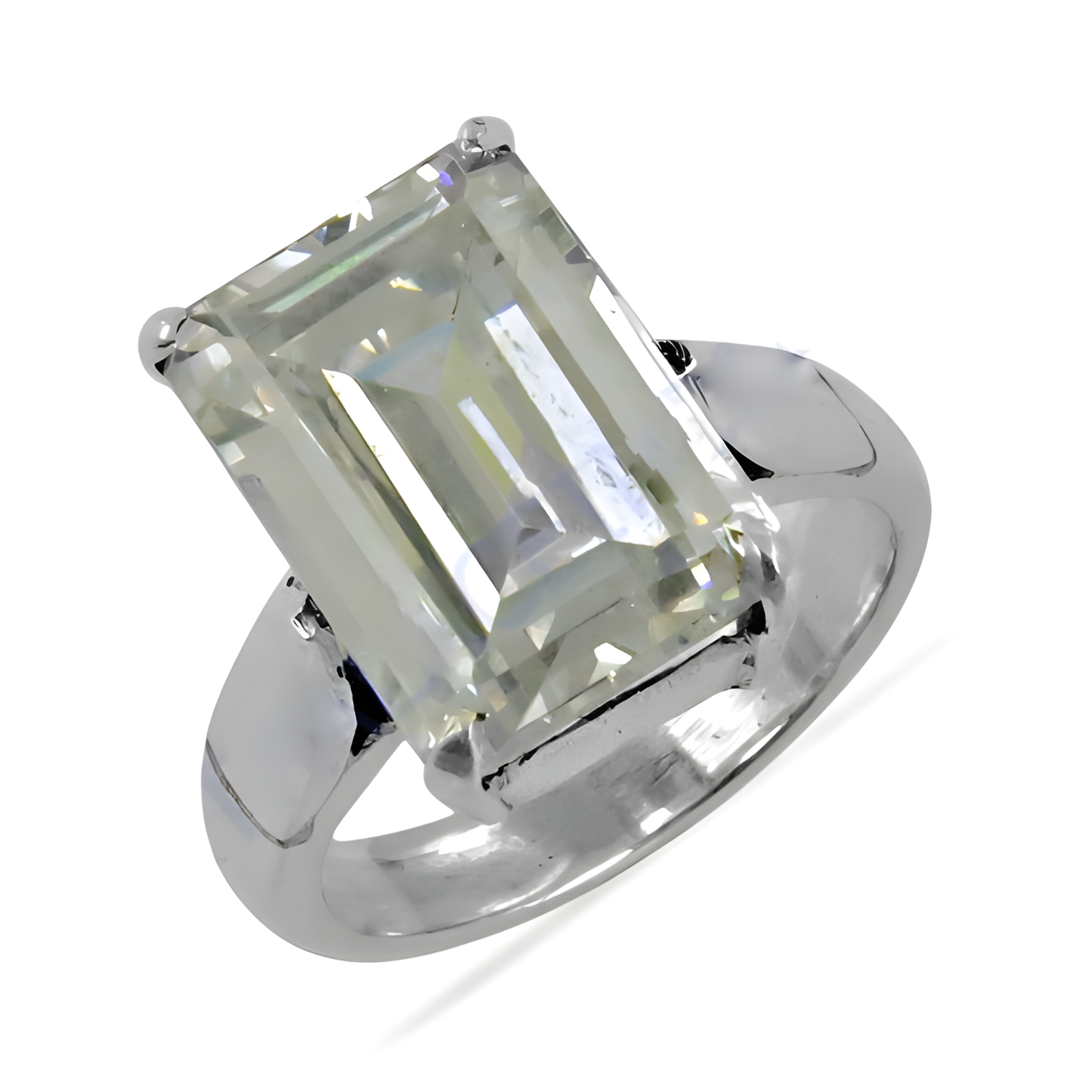 Classy Cubic Zirconia Gemstone Silver Ring, 925 Sterling Silver Jewelry