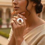 Load image into Gallery viewer, 925 Silver Flower Ring with Gemstone | Women's Ring | Gift
