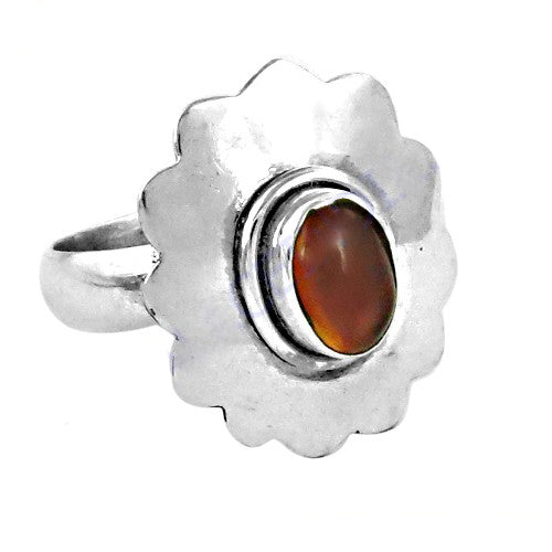 925 Silver Flower Ring with Gemstone | Women's Ring | Gift