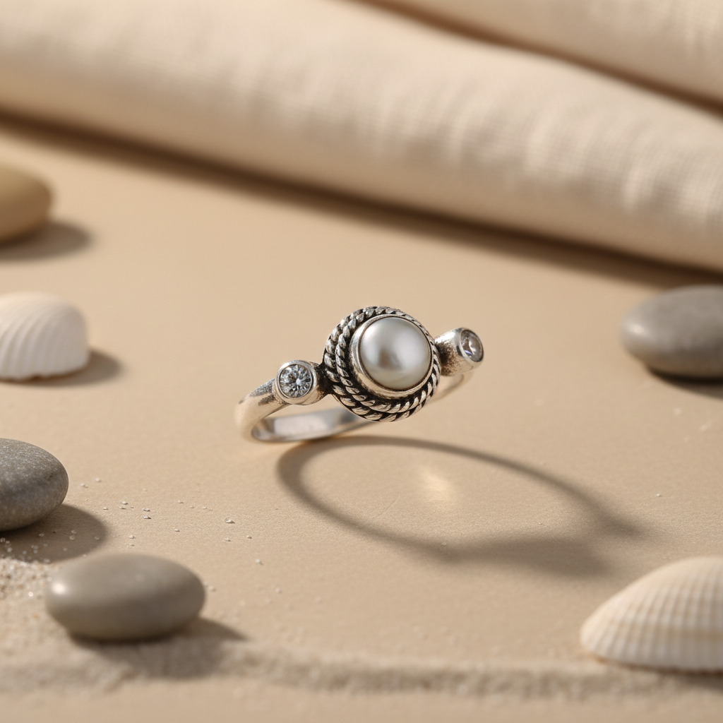 925 Sterling Silver Pearl & Gemstone Ring for Women | Gift Jewelry