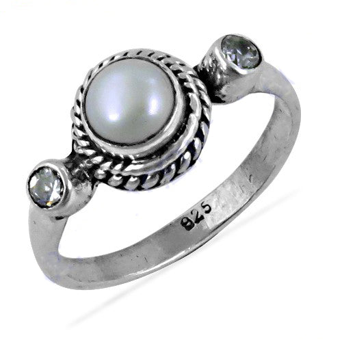 925 sterling silver pearl & gemstone ring for women | gift jewelry