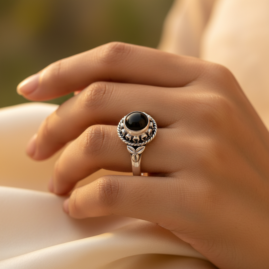 925 Sterling Silver Black Onyx Ring for Women | Gift Jewelry
