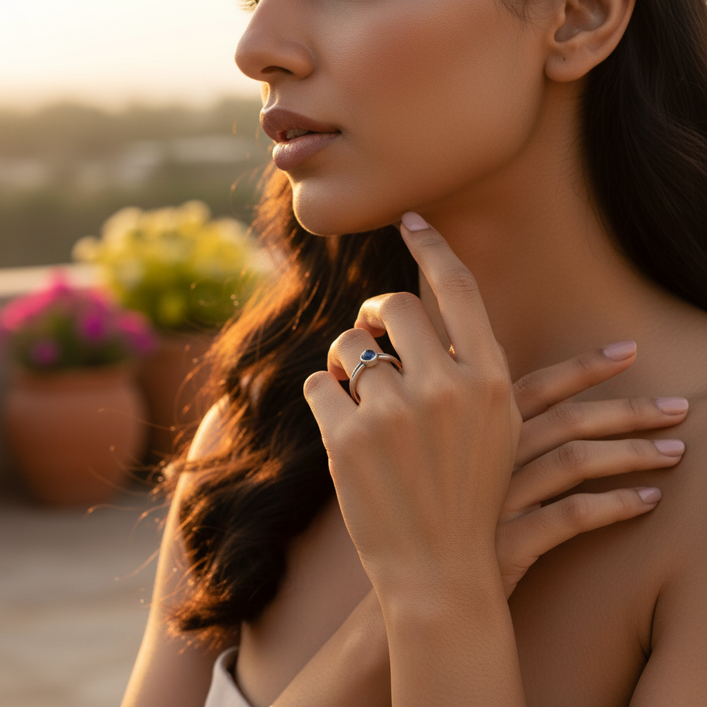 925 Silver Blue Gemstone Ring for Women | Daily Wear Jewelry