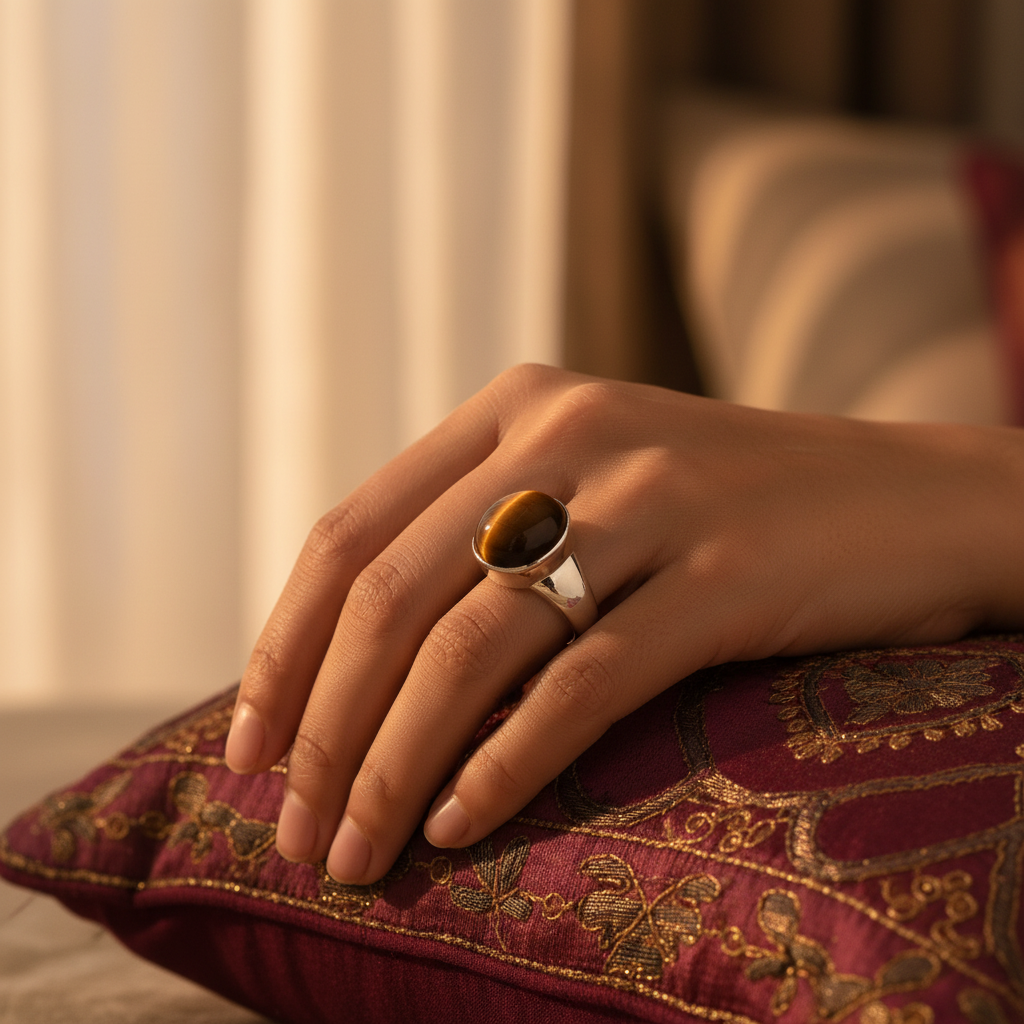 925 Sterling Silver Tiger Eye Ring for Men | Statement Jewelry