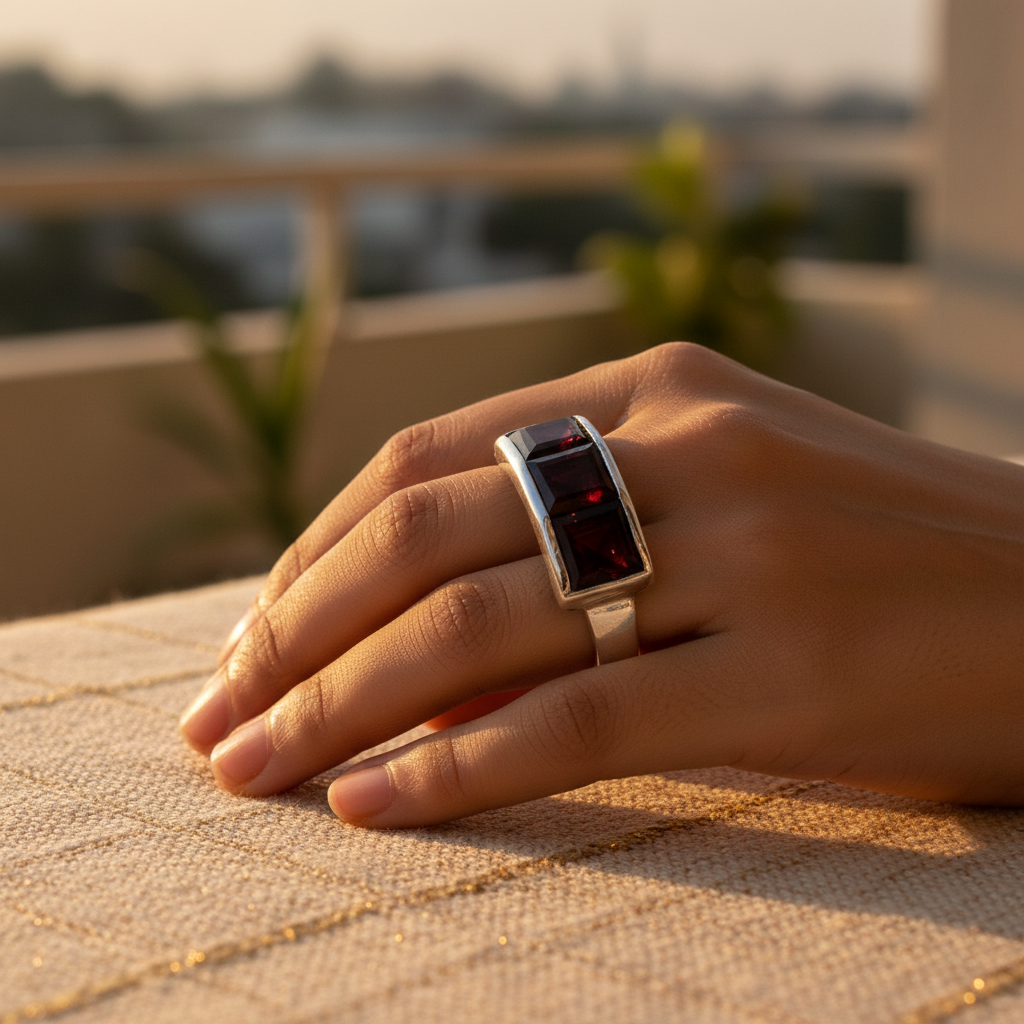 925 Silver Garnet Ring for Women | Gemstone Jewelry Gift