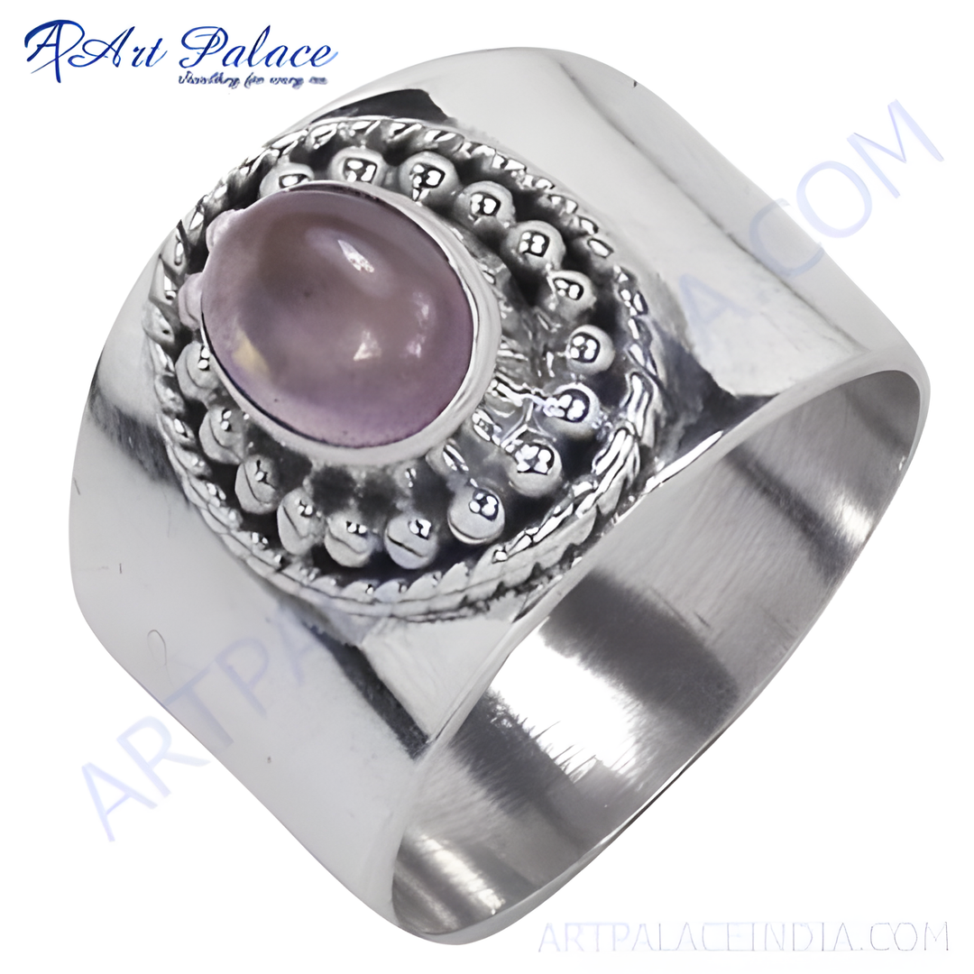 925 sterling silver amethyst ring for women, featuring a lavender gemstone in a detailed setting.