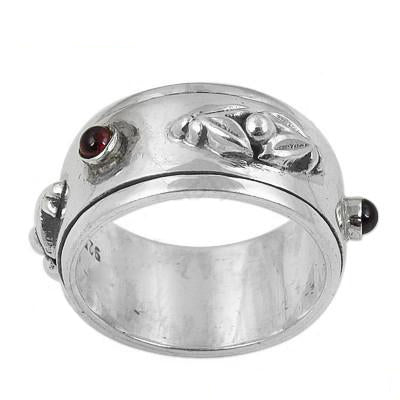 925 silver garnet spinner ring | women's daily wear jewelry