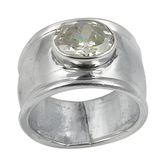 Stunning Silver Ring with Sparkling Cubic Zirconia Gemstone - Perfect for Any Occasion