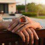 Load image into Gallery viewer, 925 Sterling Silver Amber Ring for Women | Statement Jewelry
