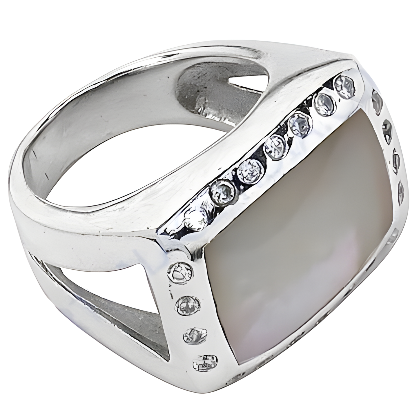 Expensive Cubic Zirconia & Pearl Gemstone Silver Ring Beautiful Cz Rings Hand Finished Cz Rings