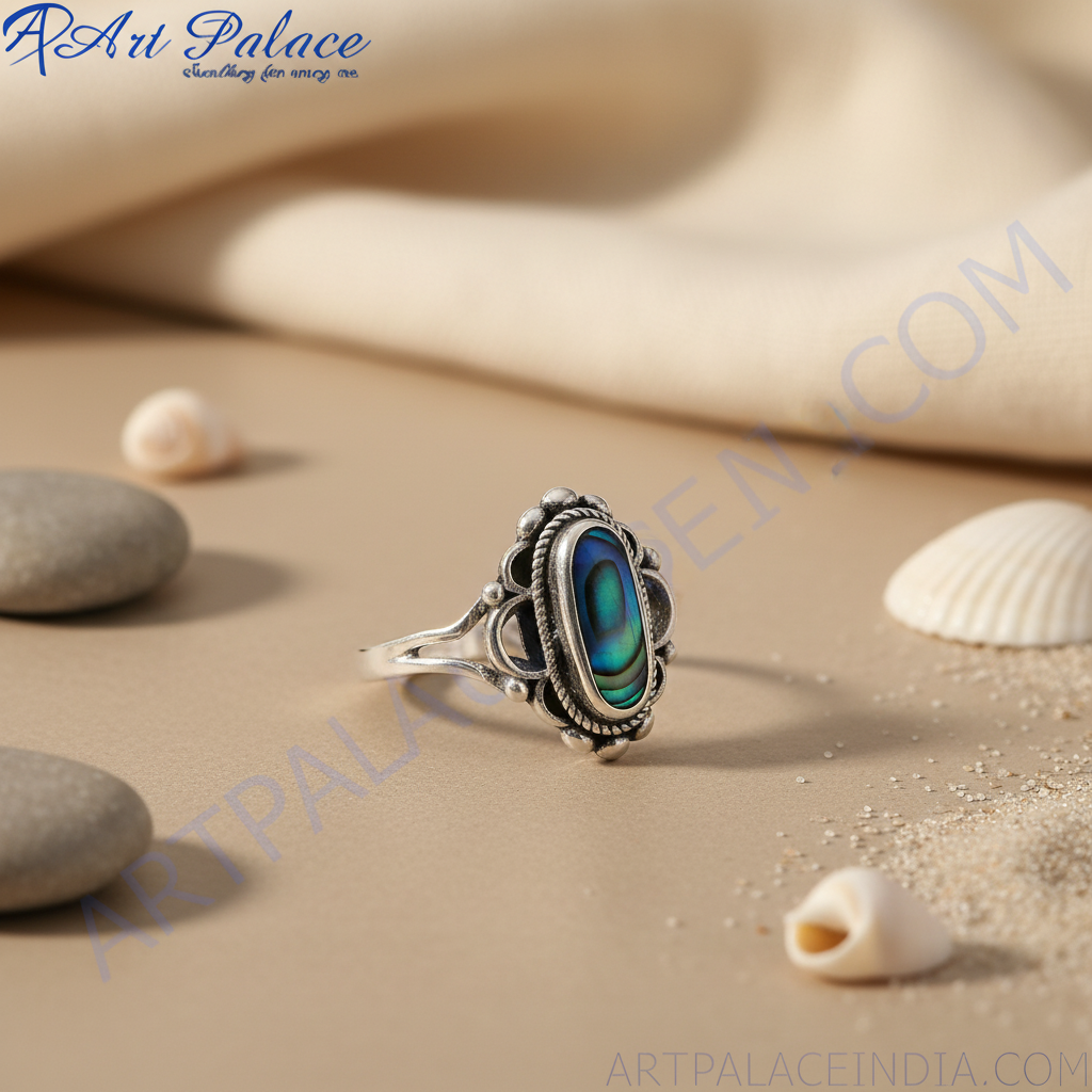 925 Silver Abalone Ring | Oval Stone Ring for Women