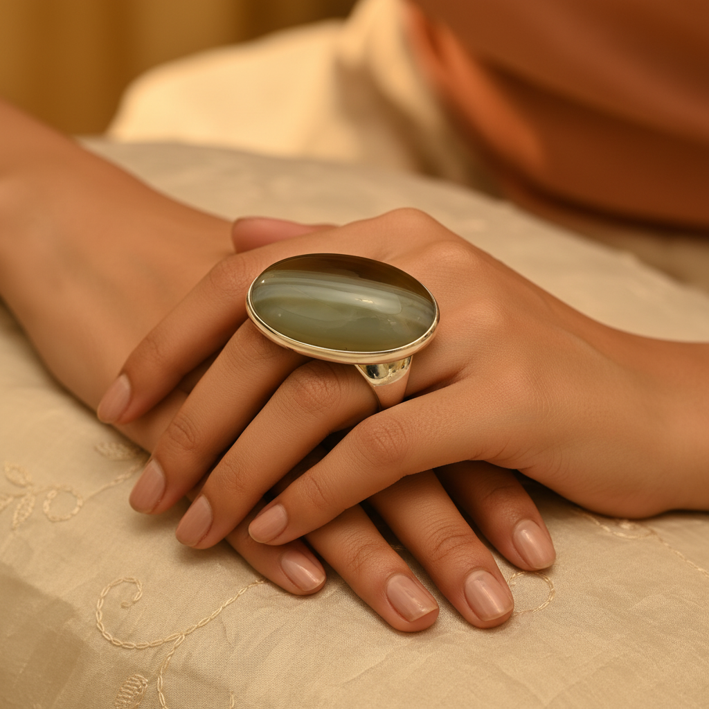 925 Sterling Silver Ring with Oval Gemstone | Women's Ring