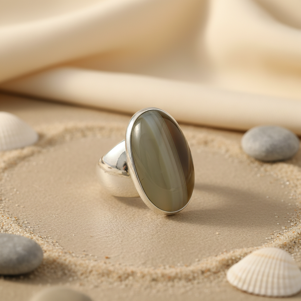 925 Sterling Silver Ring with Oval Gemstone | Women's Ring