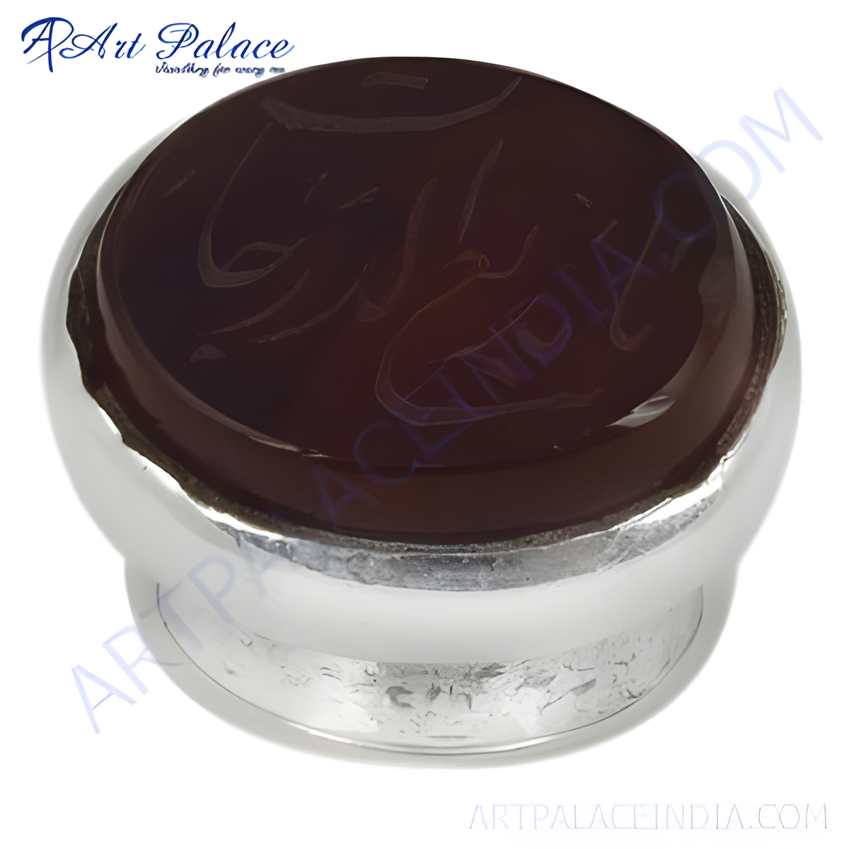 Silver ring with a dark stone, a stylish men's ring