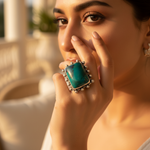 Load image into Gallery viewer, 925 Silver Green Gemstone Ring for Women | Statement Jewelry
