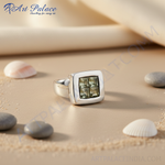 Load image into Gallery viewer, Silver Square Gemstone Ring for Women | Modern Cocktail Ring
